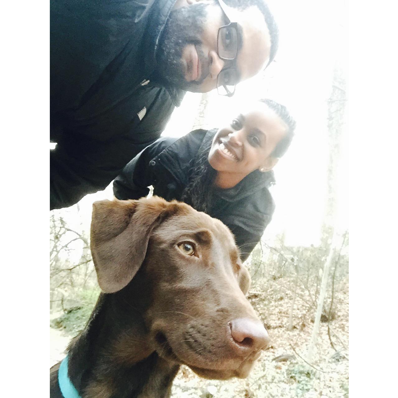 One of our many outings to the nearby trails with our babygirl, Melody