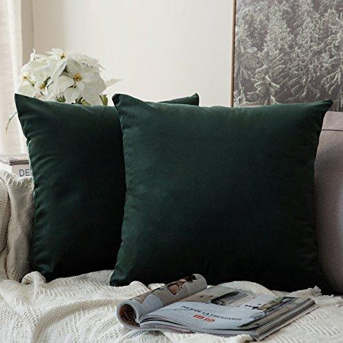 MIULEE Pack of 2, Velvet Soft Soild Decorative Square Throw Pillow Covers Set Cushion Case for Sofa Bedroom Car 18 x 18 Inch 45 x 45 cm