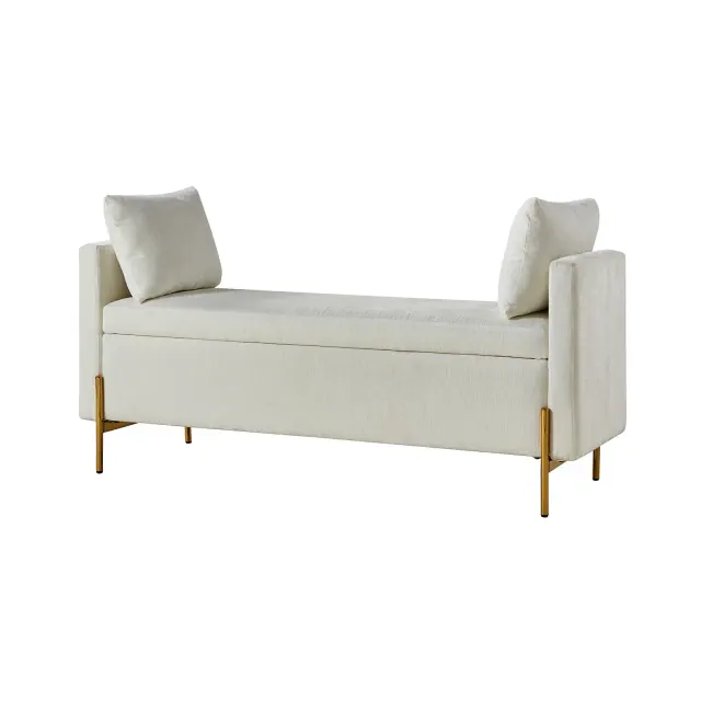 Arrigo Upholstered Flip Top Storage Bench with Arms |ARTFUL LIVING DESIGN-IVORY