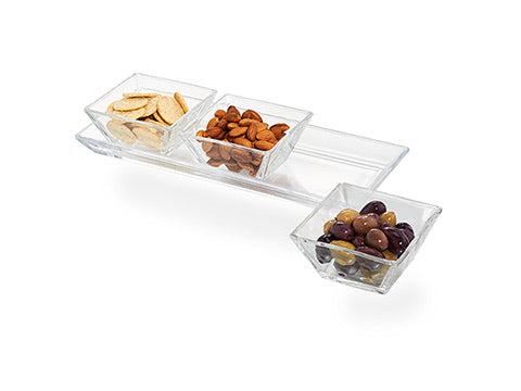 3-Section Glass Serving Tray