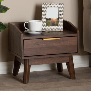 Lena Mid-Century Modern Finished 1-Drawer Wood Nightstand