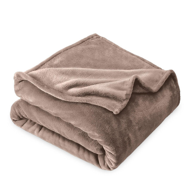 Taupe Microplush Full/Queen Fleece Blanket by Bare Home