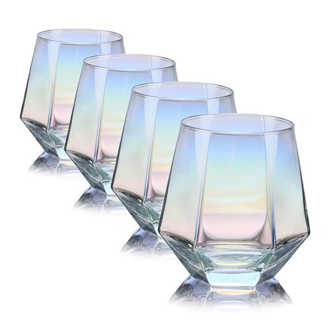 CUKBLESS Iridescent Drinking Glasses Set of 6