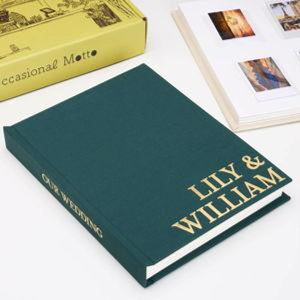 Personalized Linen Hardcover Photo album fits Instax Mini | 96 Pockets Photo Album | Occasional Motto Handmade Album for Wedding