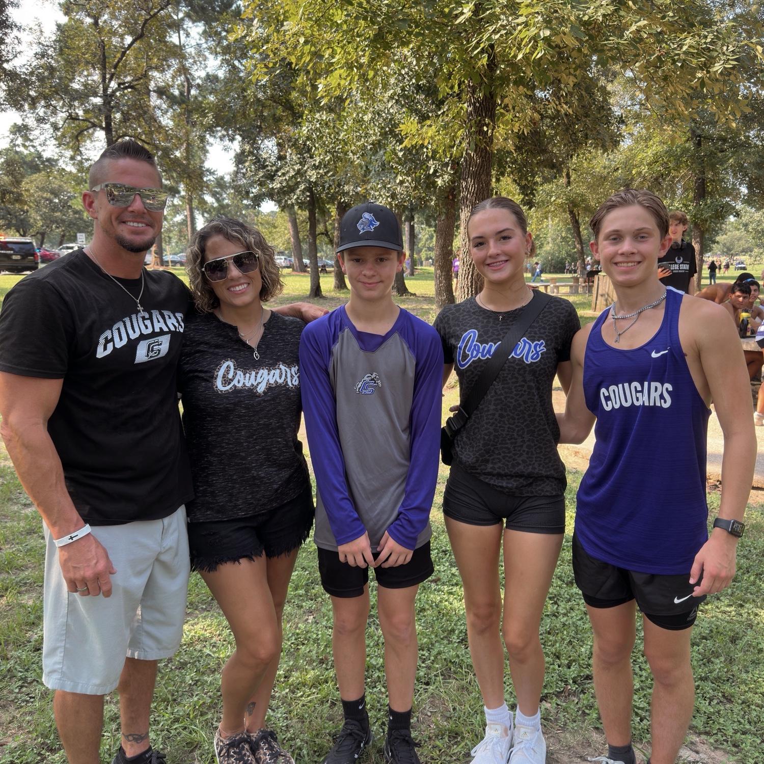CC meet with the whole family cheering Jaren on