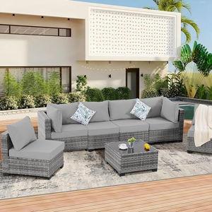 7 Pieces Outdoor Patio Furniture Set, Grey