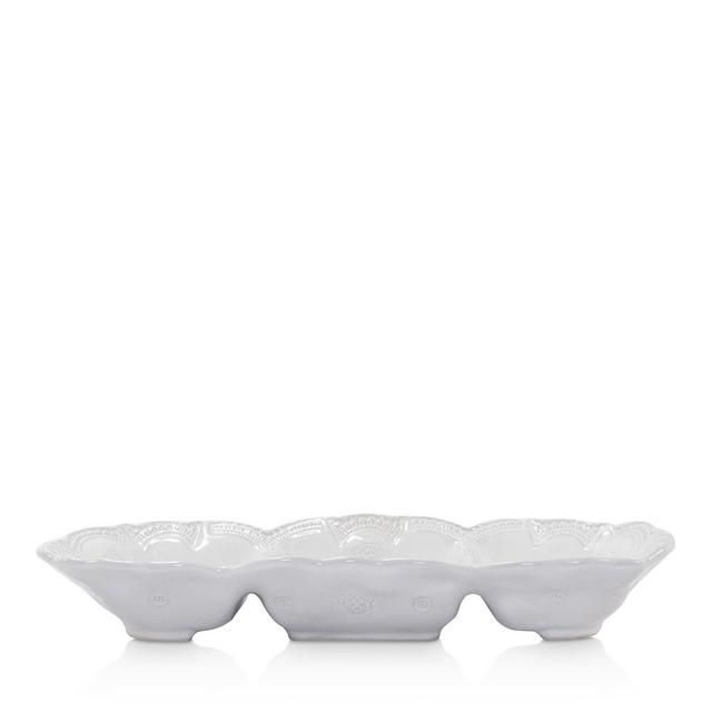 VIETRI Incanto Stone White Lace Medium Three-Part Server