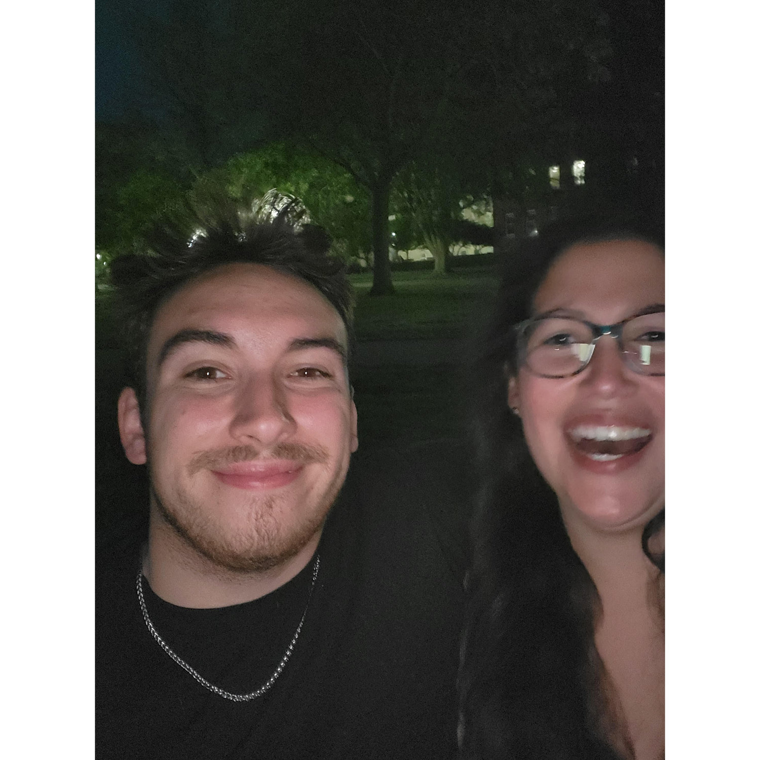 Sharing laughs at a movie night out