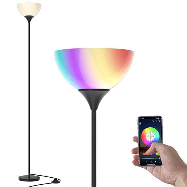 PESRAE Smart RGB Floor Lamp Work with Alexa, Google Assistant WiFi App, Modern Color Changing Floor Lamp, Dimmable Corner Floor Lamp for Living Room, Bedroom and Play Room
