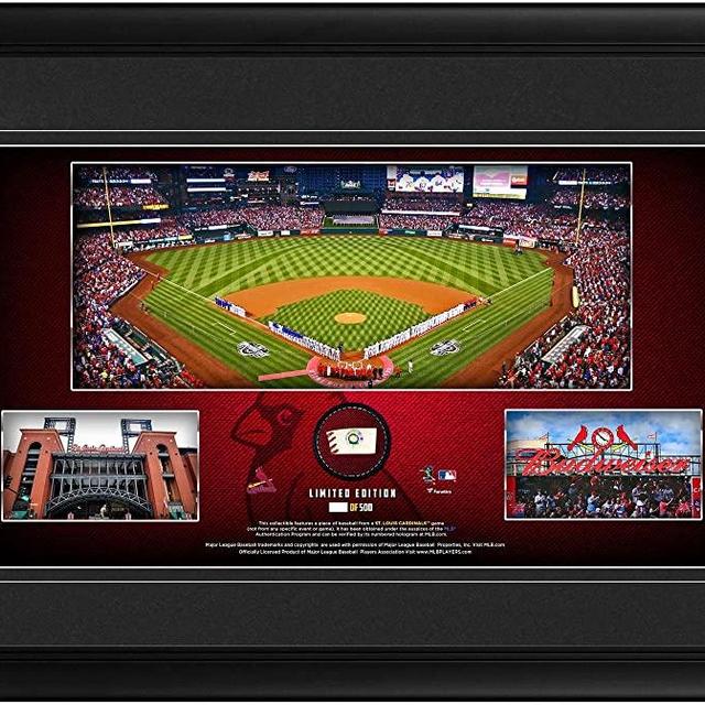 St. Louis Cardinals Framed 10" x 18" Stadium Panoramic Collage with a Piece of Game-Used Baseball - Limited Edition of 500 - MLB Game Used Baseball Collages