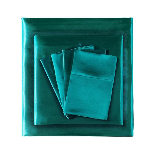 King Solid Satin 6pc Wrinkle Free Luxurious Sheet Set Teal