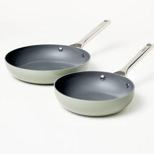 2pk (8" & 10") Nonstick Ceramic Coated Aluminum Frypan Set Sage Green - Figmint™