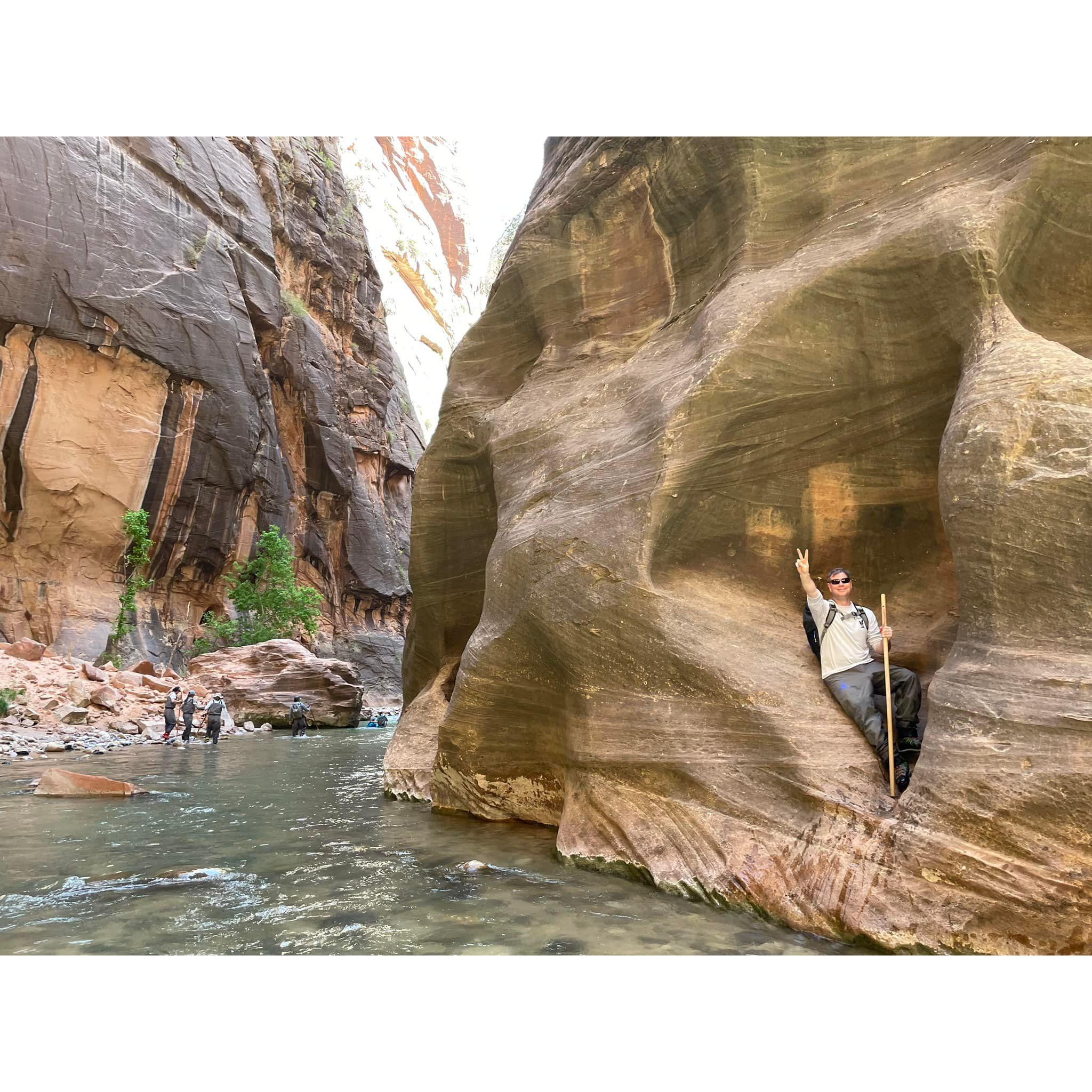 The surprises didn't end with canyoneering - here we are in The Narrows of Zion National Park