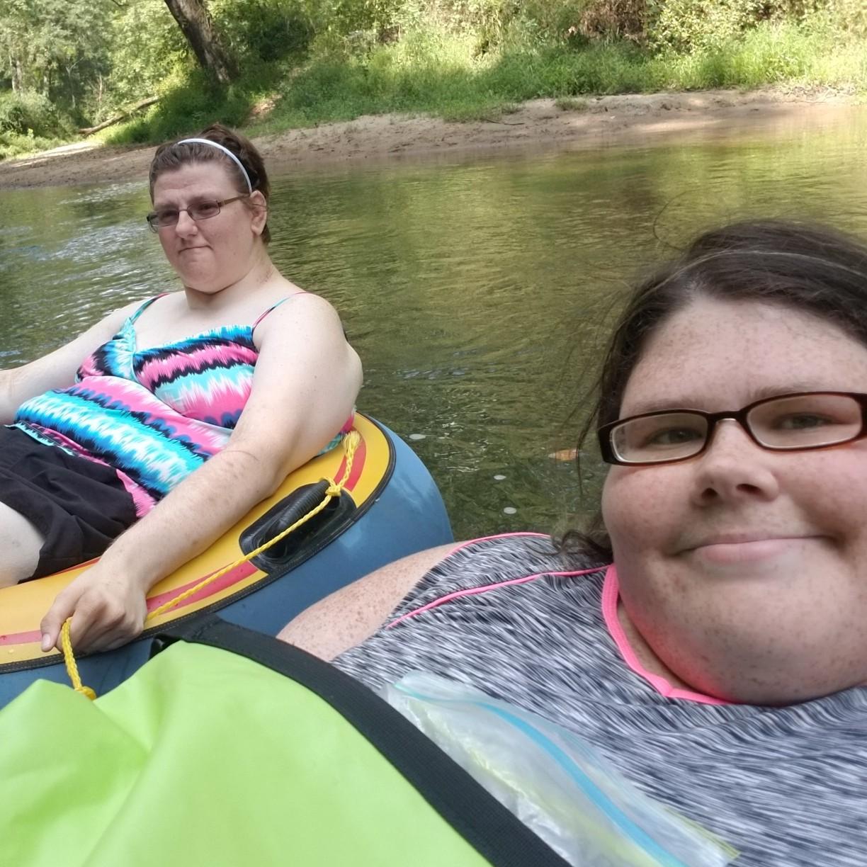 Tubing down a river