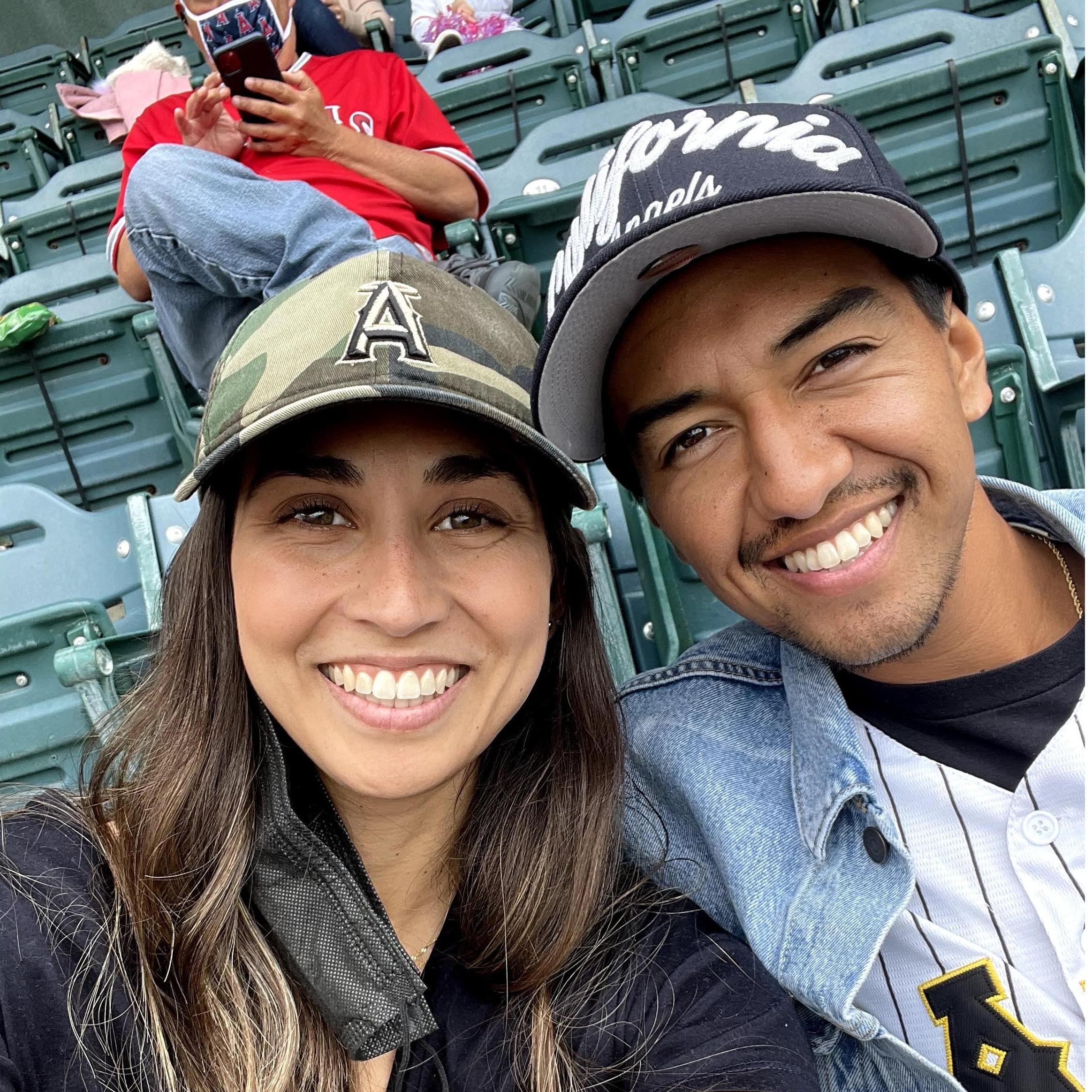 Our first date to the Angel's game. We enjoy going to sporting events together!