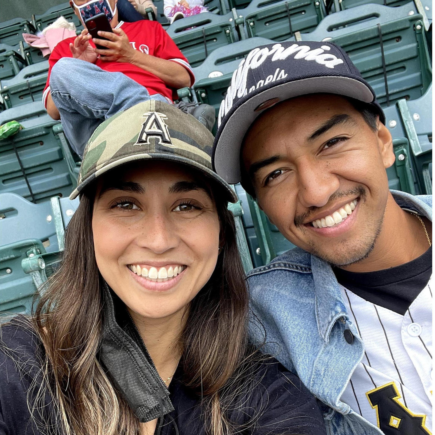 Our first date to the Angel's game. We enjoy going to sporting events together!