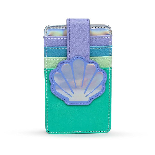 Buckle-Down Disney Wallet, Character Wallet ID Card Holder, The Little Mermaid Ariel Shell Multi Color, Vegan Leather