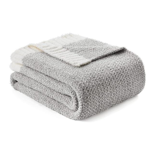 Snuggle Sac Queen Size Bed Blanket Heather Grey, Reversible Super Soft Microfiber Blankets Warm Cozy Knit Fuzzy Plush Lightweight Bed Blanket, Grey, Queen 90"x90"