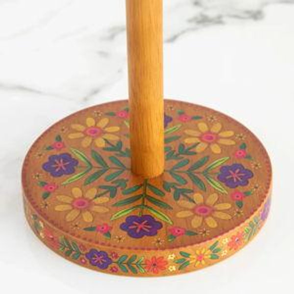 Wooden Paper Towel Holder - Folk Flower