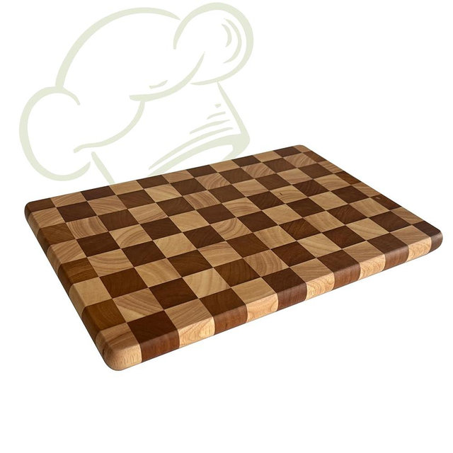 Checkered Acacia Wood Cutting Board for Kitchen – Large Wooden Chopping Board, Durable Butcher Block Style Charcuterie Board for Meat, Cheese & Vegetables, 16" x 11" x 1"