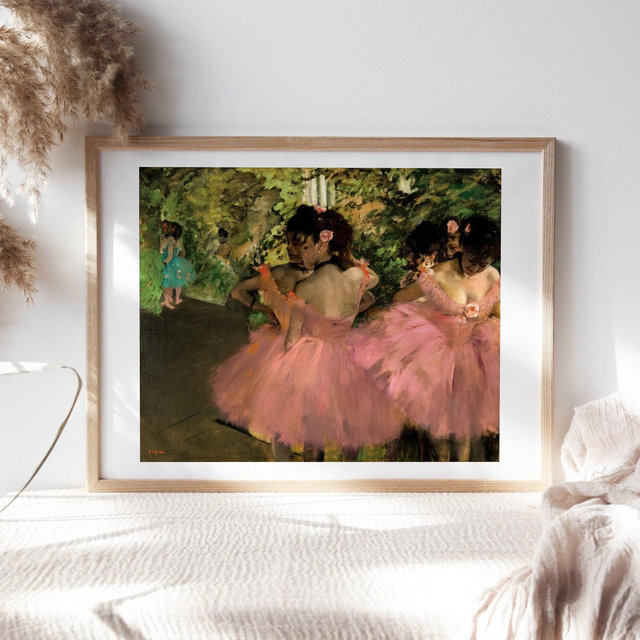 Edgar Degas, Dancers in Pink, 1876, Living Room, Wall Décor, Premium Canvas Paper, Kitchen Wall Art, Fine Art Paintings Reproductions TOP305