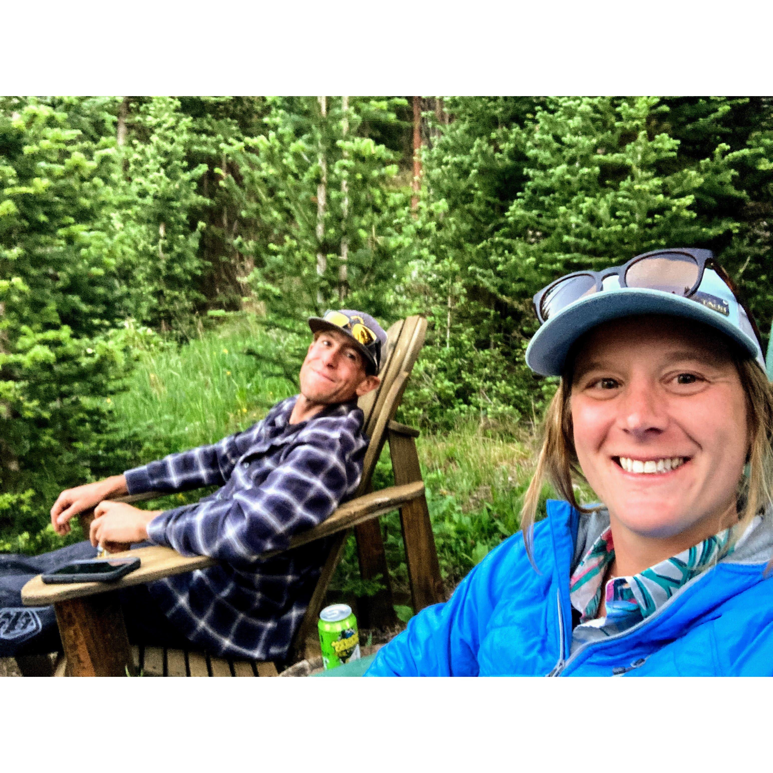 Relaxing after the Firecracker 50 Mountain Bike Race.