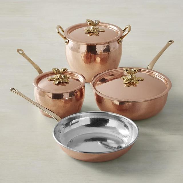 Ruffoni Historia Hammered Copper 7-Piece Cookware Set with Acorn Knobs