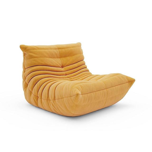 1inchome Fireside Chair, Soft Suede Lounge Chair Lazy Floor Sofa Accent Bean Bag Couch for Living Room Corner Chair Bedroom Salon Office, Yellow, Aldult