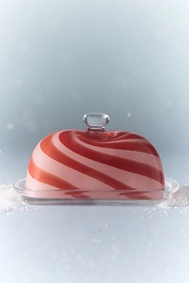 Striped Glass Butter Dish