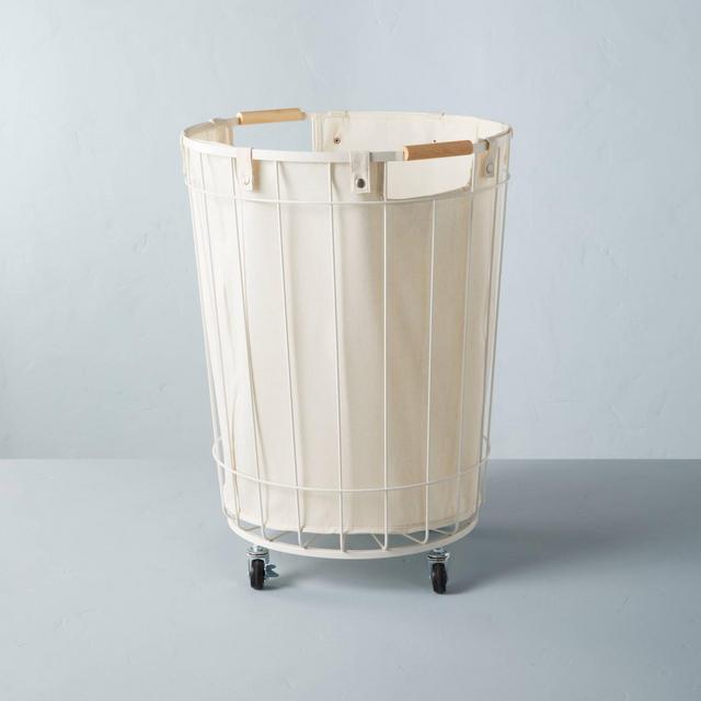 24" Large Wire & Fabric Laundry Hamper Sour Cream - Hearth & Hand™ with Magnolia