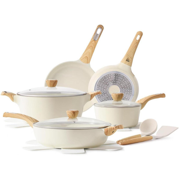 SENSARTE Ceramic Cookware Set, Pots and Pans Set Non stick, 14-Piece Induction Cookware, Non toxic Healthy Non Stick Kitchen Cooking Set, with Frying Pans Set, PFAS PTFE PFOA PFOS Free