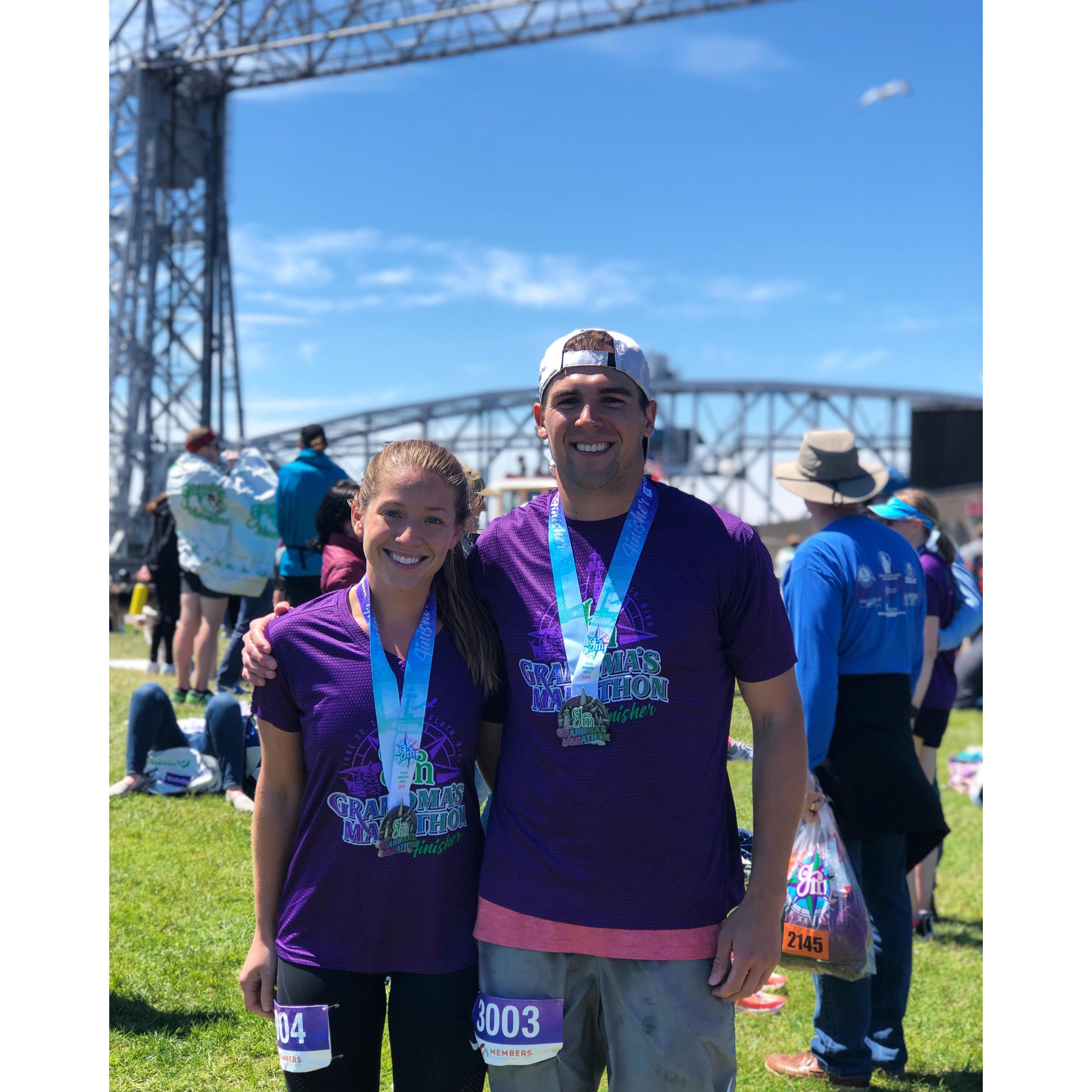 This photo was taken after Grandma's Marathon in June 2019. This was Kyle's first marathon!