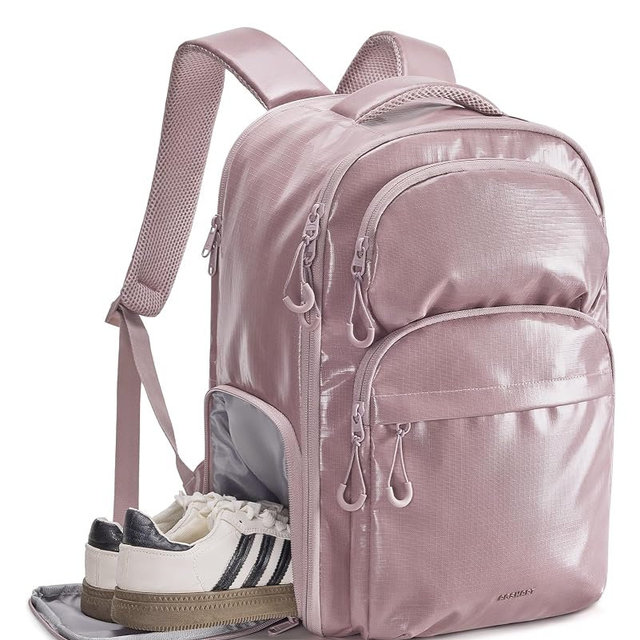 BAGSMART 30L Travel Backpack, 15.6 Inch Carry On Backpack Flight Approved, Water Resistant Weekender Bag Daypack, Rose Purple