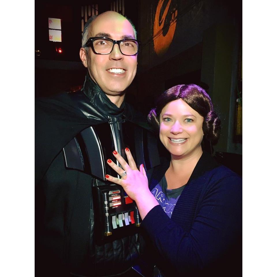 Darth and Princess Leia are engaged! Not weird at all.