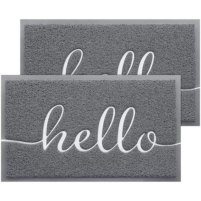 BeneathYourFeet 2-Pack Door Mat Indoor Outdoor Doormat Multiple-use Welcome Mats for Front Door Easy to Clean Garage Floor Mat Durable Wear-Resistant Rugs for Outside Entry(30"x17.5",Grey)