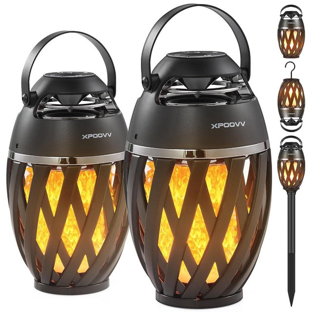 Father's Day Gifts for Dad, 2026 New Outdoor Bluetooth Speaker with Flame Lights, Cool Birthday Gifts for Men Him Her Boyfriend Husband, Patio Garden Camping (2 Pack)