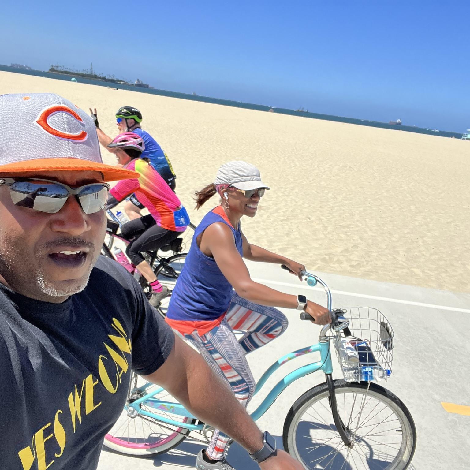 Long Beach, Ca… went on a bike ride along the beach… ignore that hat, as I’d travelled without a hat, and this was the best hat I could find at a random liquor store. Commanders all day, every day!!!