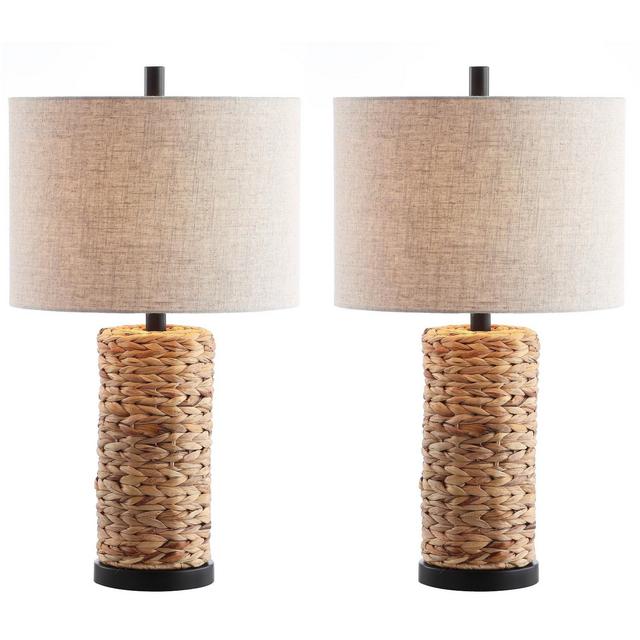 (Set of 2) 25" Elicia Sea Grass Table Lamps Natural (Includes LED Light Bulb) - JONATHAN Y
