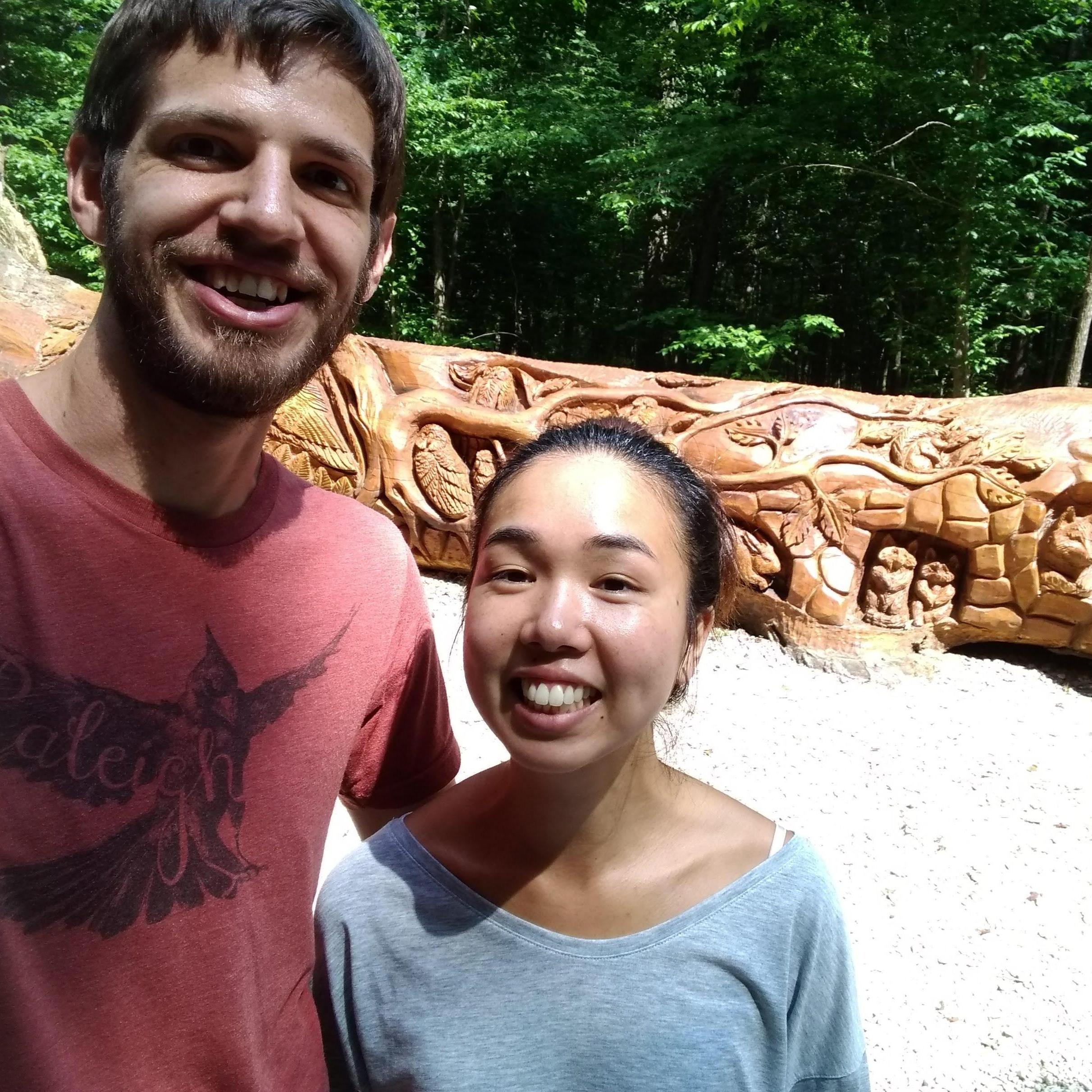 The third time's a charm. Turns out if you want to find an interestingly carved tree trunk... all you have to do is leave Kate's house and turn left.