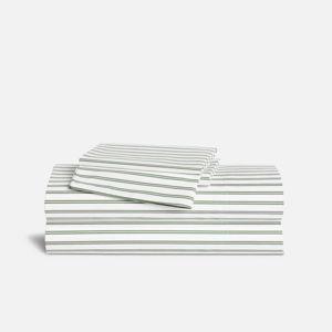 Classic Percale Core Sheet Set (King, Tandem Stripe in Fresh Moss)