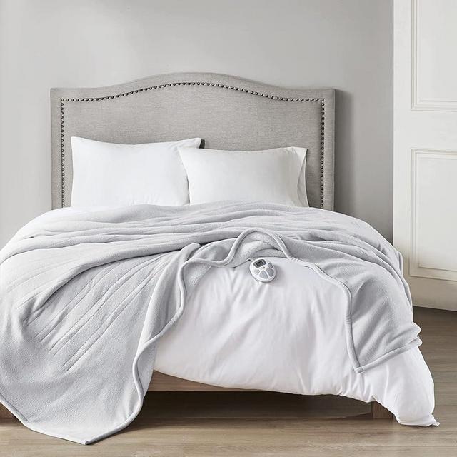 Serta Reversible Fleece to Sherpa Electric Blanket, Fast Heating, Auto Shut Off Timer, Multi Heat Setting, ETL Certified, Machine Washable, Smoke Grey Full 84"x 77"