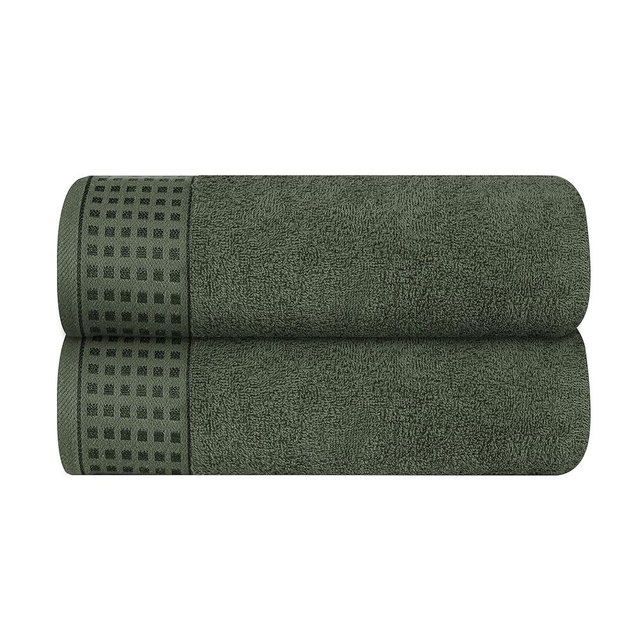 GLAMBURG 100% Cotton 2 Pack Oversized Bath Towel Set 28x55 Inches, Ultra Soft Highly Absorbant Compact Quickdry & Lightweight Large Bath Towels, Ideal for Gym Travel Camp Pool - Olive Green
