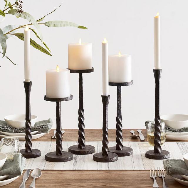 Easton Iron Candlesticks, Bronze, Set of 6