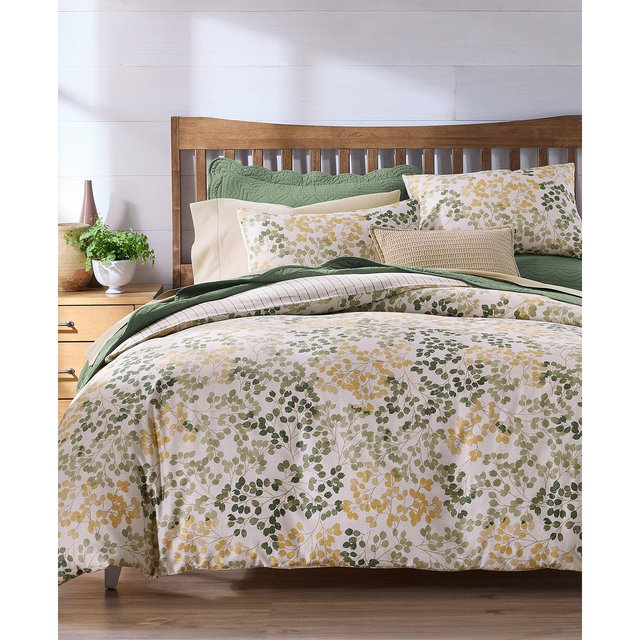 Charter Club Alder Leaves Reversible 3-Pc. Comforter Set, Full/Queen, Macy's Exclusive