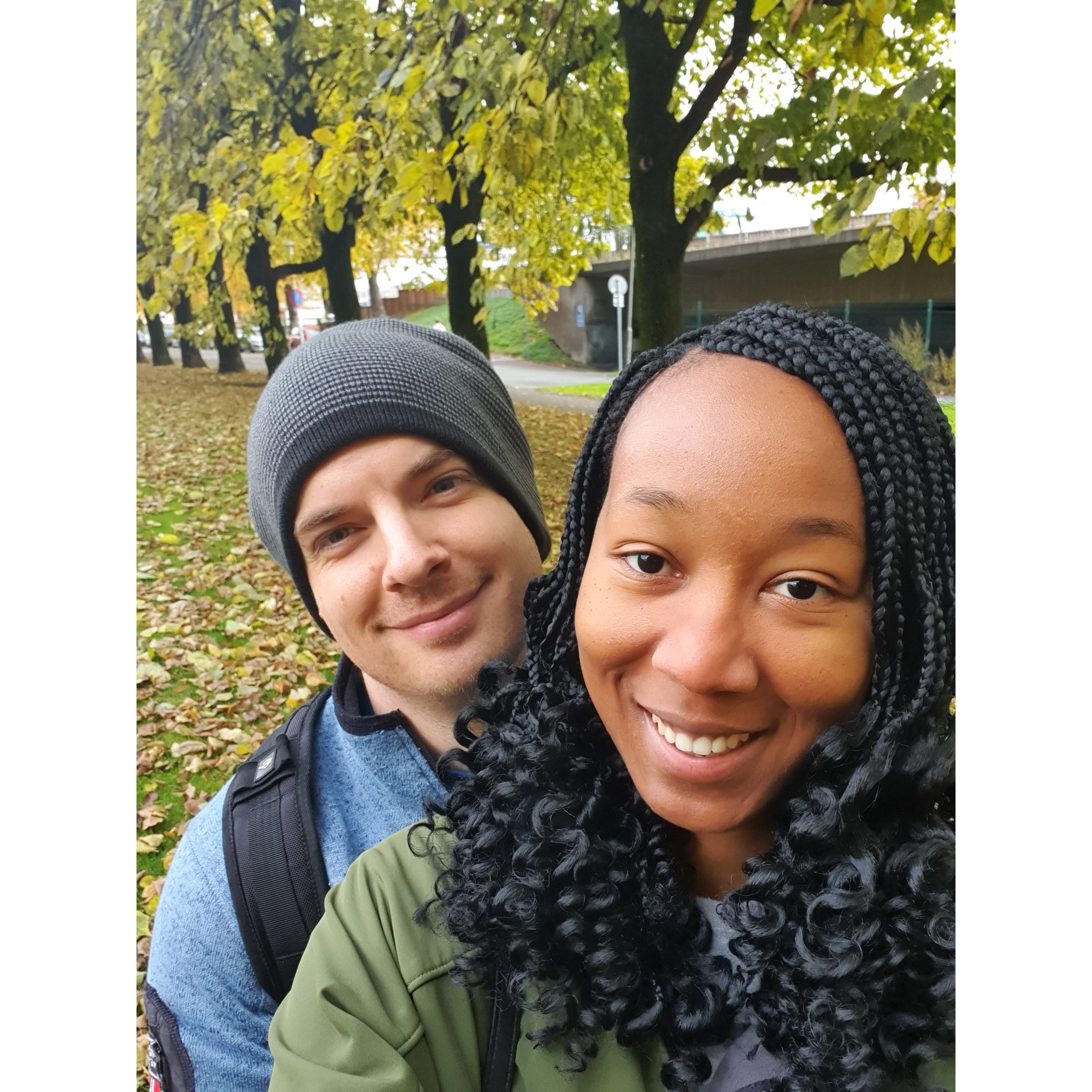 Enjoying the autumn leaves in Gothenburg.