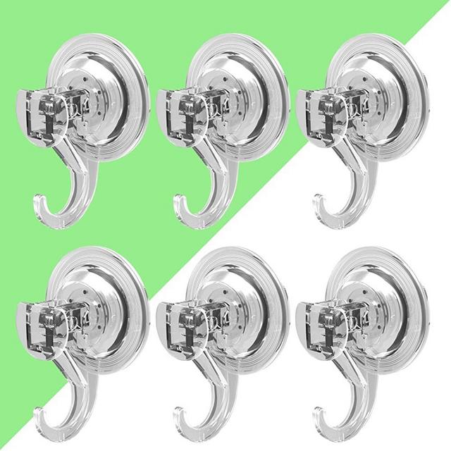 LUXEAR Suction Cup Hooks- 6 Pack Removable Suction Hooks- Powerful Waterproof Shower Hooks for Bathroom - Reusable Heavy Duty Vacuum Suction Hanger for Wreaths, Kitchen, Window, Tile, Loofah, Towel