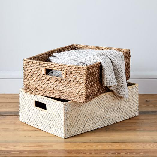 Modern Weave Basket Collection - Whitewash Underbed Storage