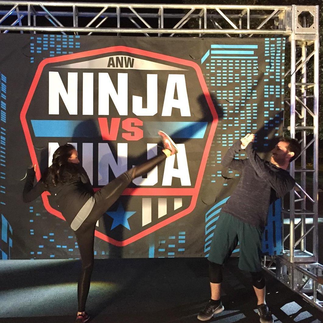 On set for American Ninja Warrior: Ninja vs. Ninja!