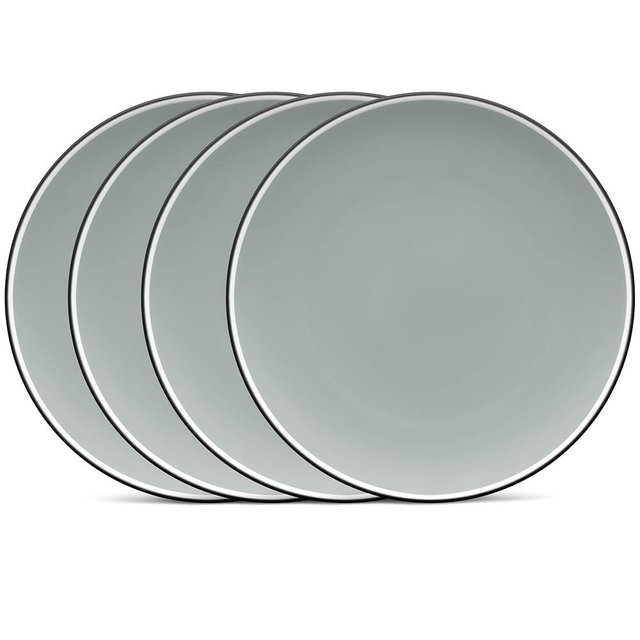 Noritake ColorTrio Graphite Set of 4 Coupe Salad Plates, 8-1/4"