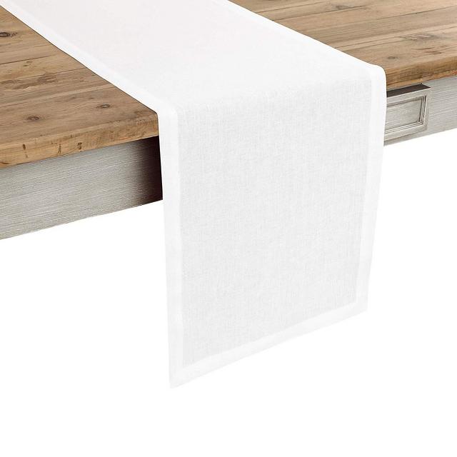 Solino Home 100% Pure Linen Table Runner Athena, Natural Fabric Handcrafted Runner, White 14 x 72 Inch